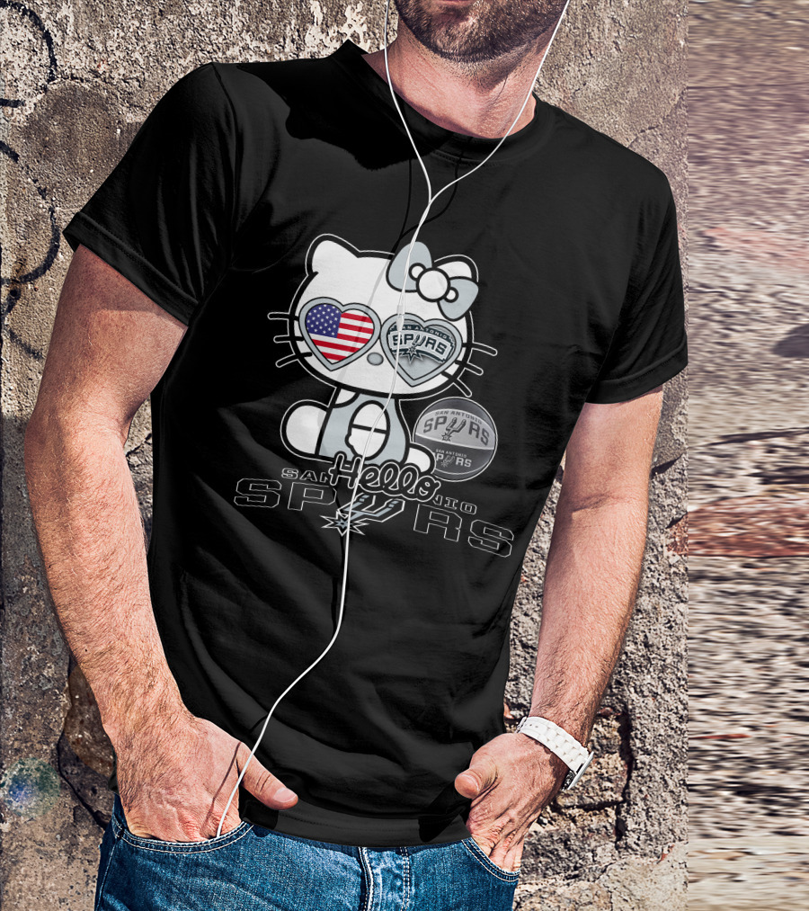 Hello Kitty San Antonio Spurs USA Flag T-Shirt