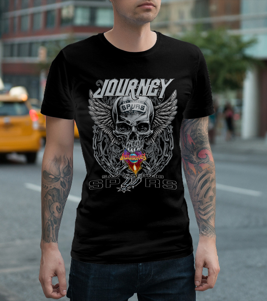 Journey San Antonio Spurs Skull Winged Chain T-Shirt