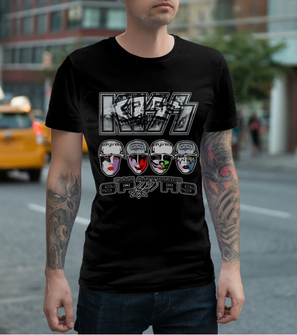 Kiss San Antonio Spurs Faces In Hats T-Shirt