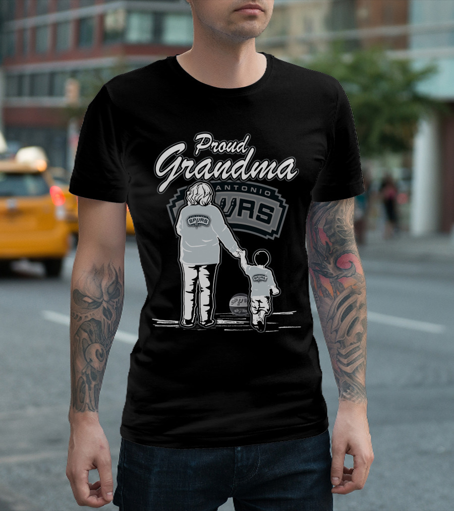 Proud Grandma San Antonio Spurs Holding Hands With Child In Team Gear T-Shirt