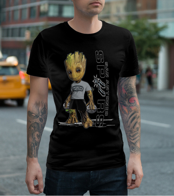Groot San Antonio Spurs NBA Basketball Character Crossover T-Shirt