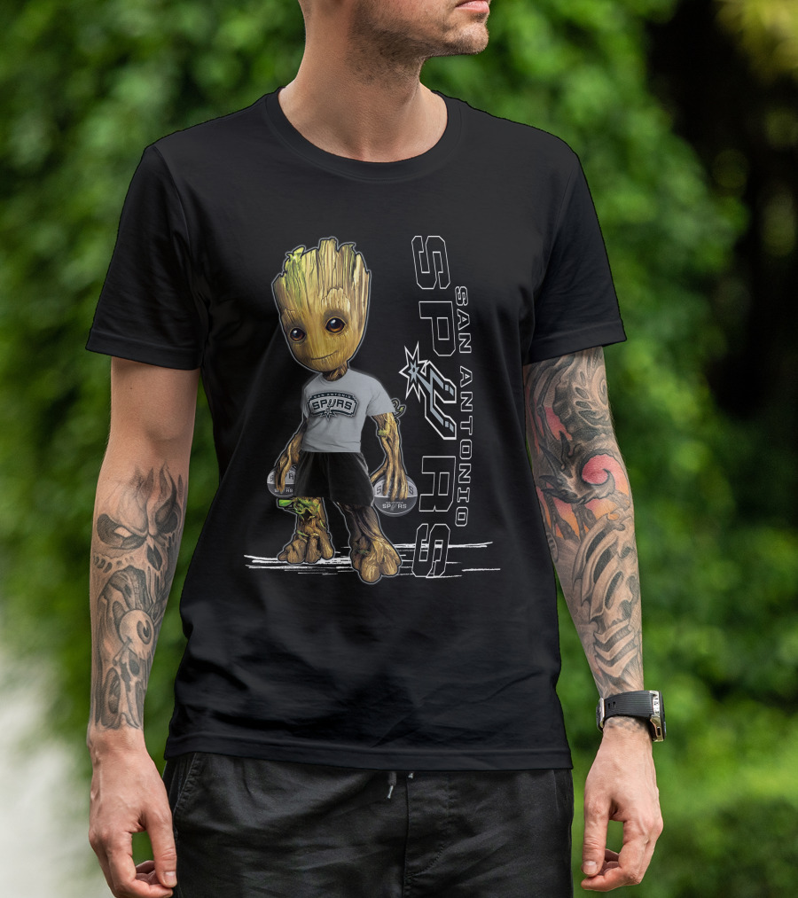 Groot San Antonio Spurs NBA Basketball Character Crossover T-Shirt