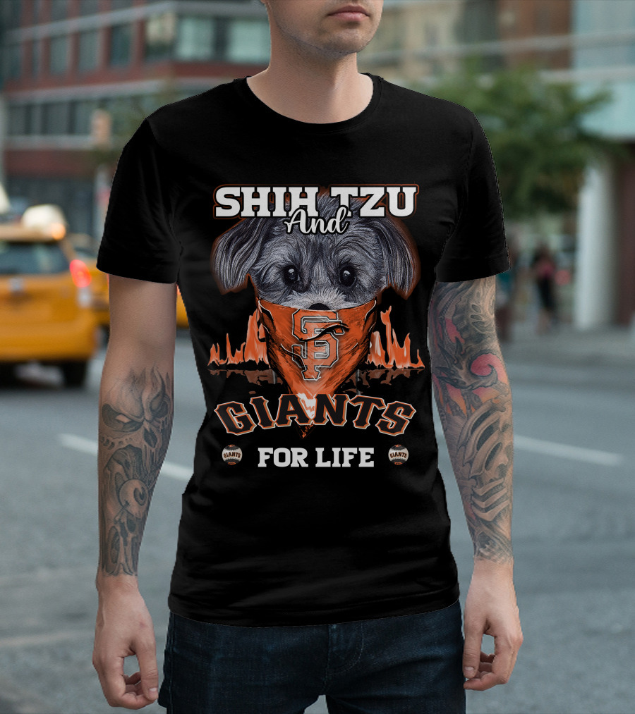 Shih Tzu And Giants For Life San Francisco Giants T-Shirt