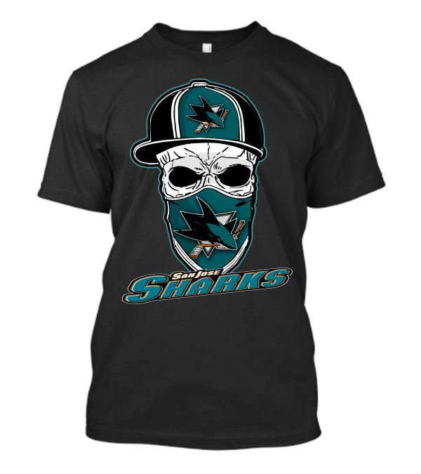 San Jose Sharks Skull Hat T-Shirt