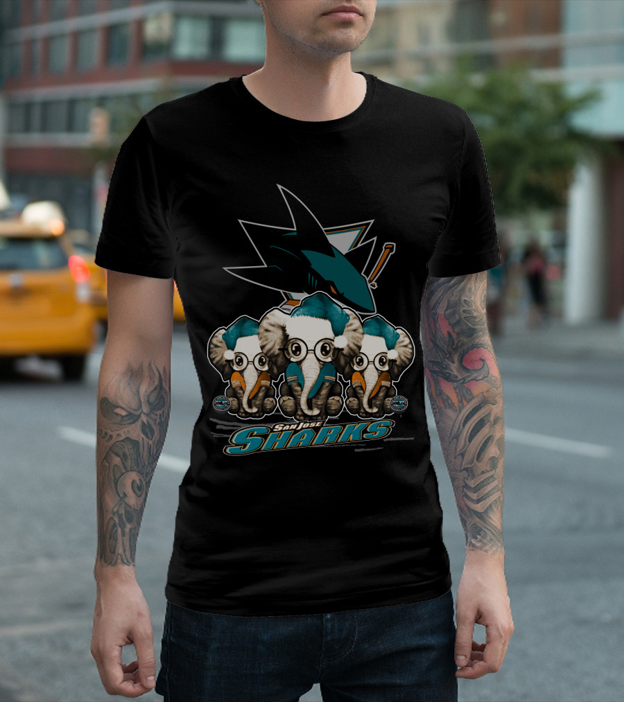 San Jose Sharks Elephants Xmas Trio T-Shirt
