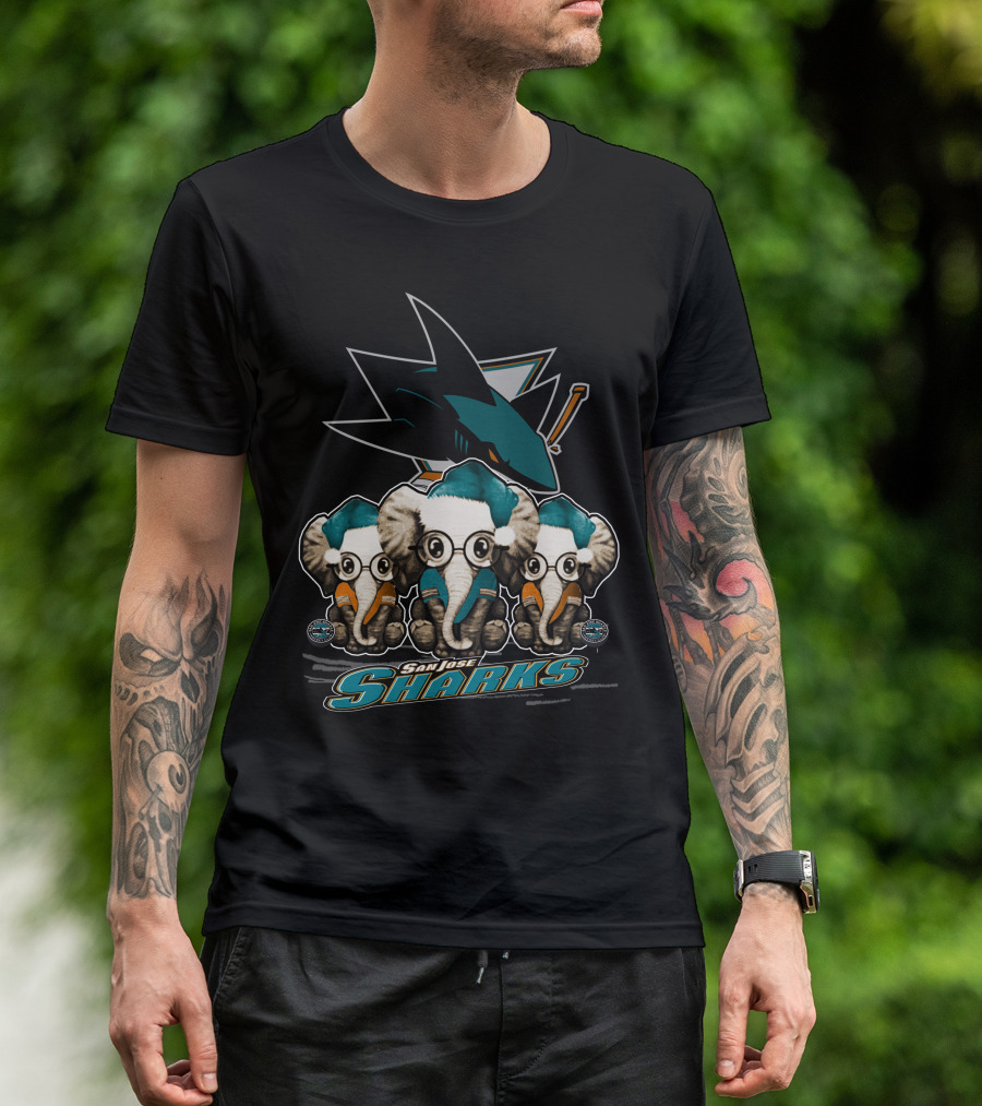 San Jose Sharks Elephants Xmas Trio T-Shirt