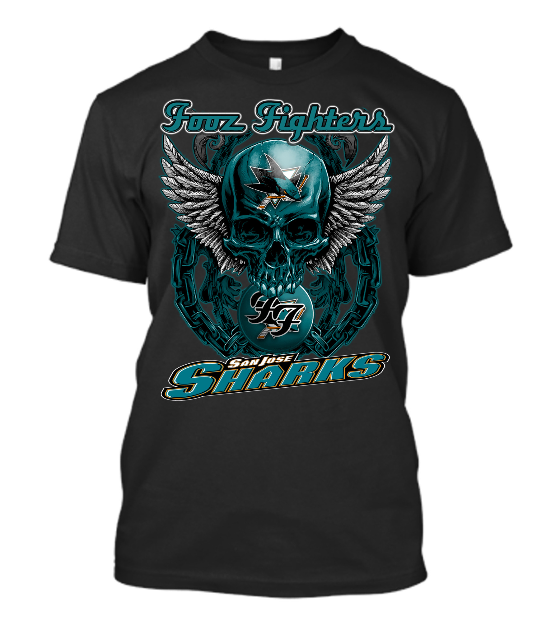 Foo Fighters San Jose Sharks Skulls With Wings T-Shirt