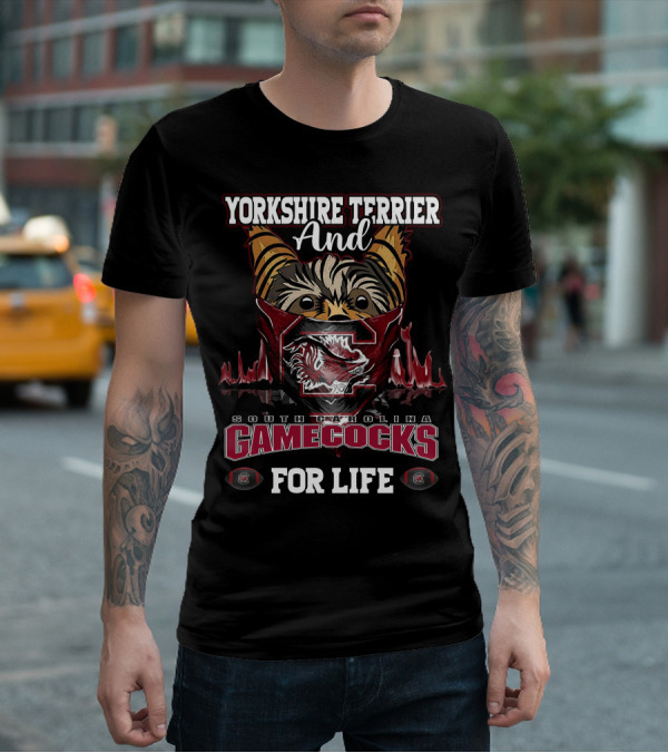 Yorkshire Terrier And South Carolina Gamecocks For Life T-Shirt