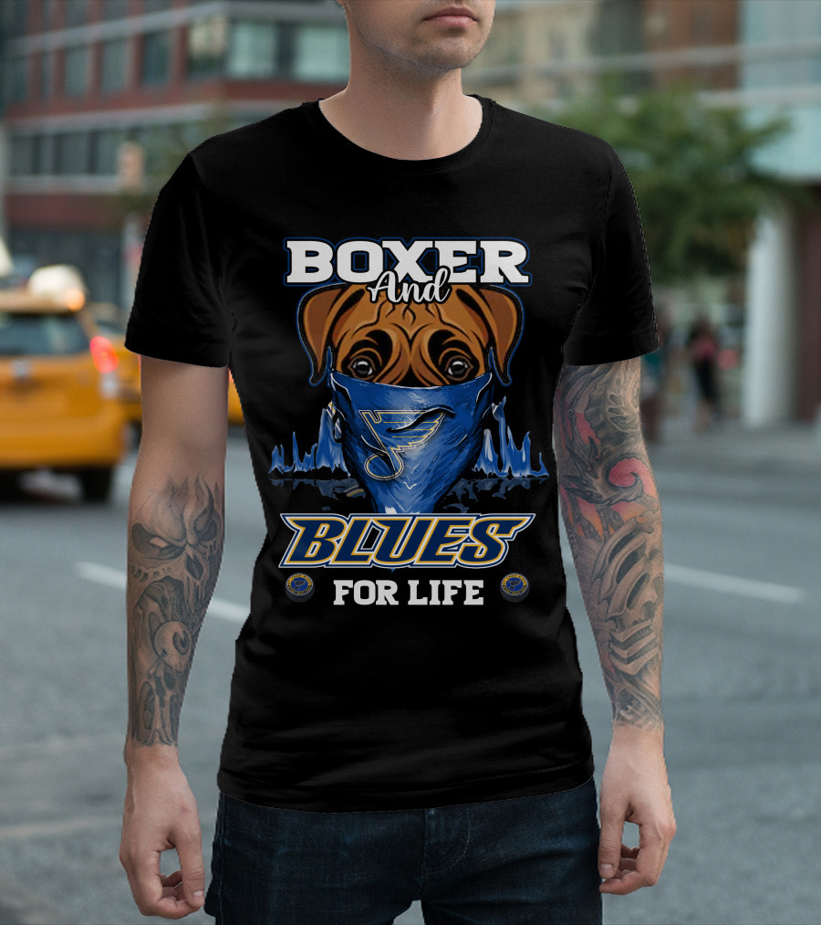 Boxer and Blues for Life St. Louis Blues T-Shirt