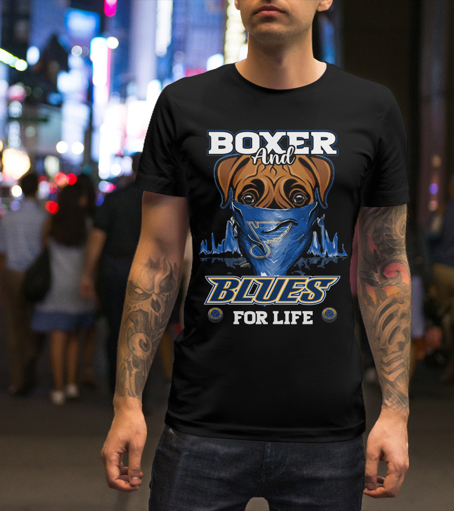 Boxer And Blues For Life St. Louis Blues T-Shirt