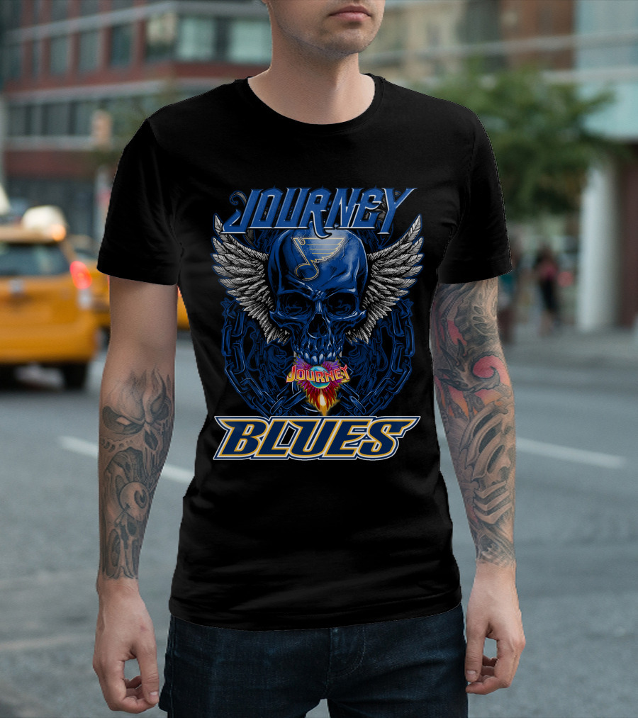 Journey St. Louis Blues Skull with Wings and Chains T-Shirt