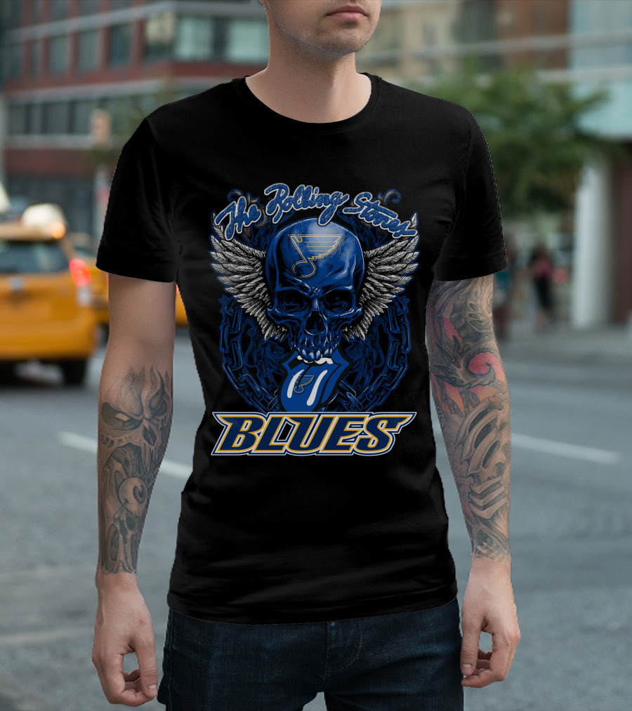 The Rolling Stones St. Louis Blues Skull Wings Tongue T-Shirt