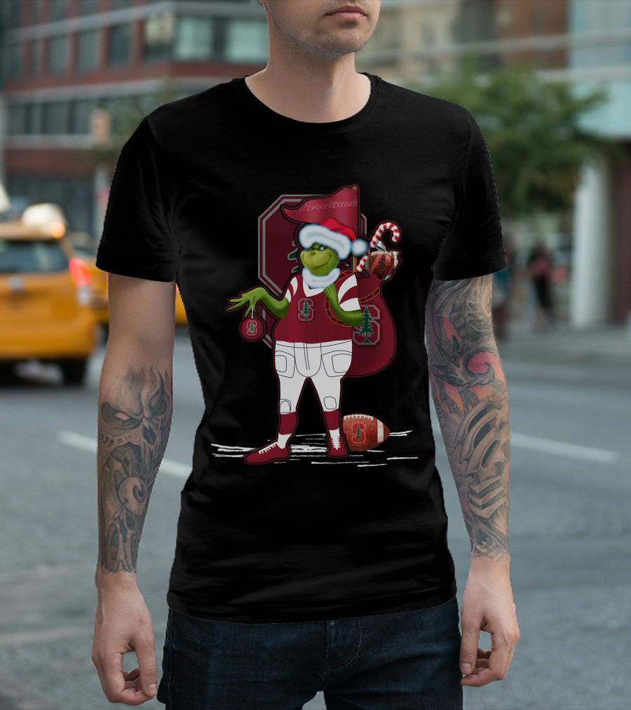 Grinchxmas Stanford Cardinal Christmas Football Santa Grinch T-Shirt