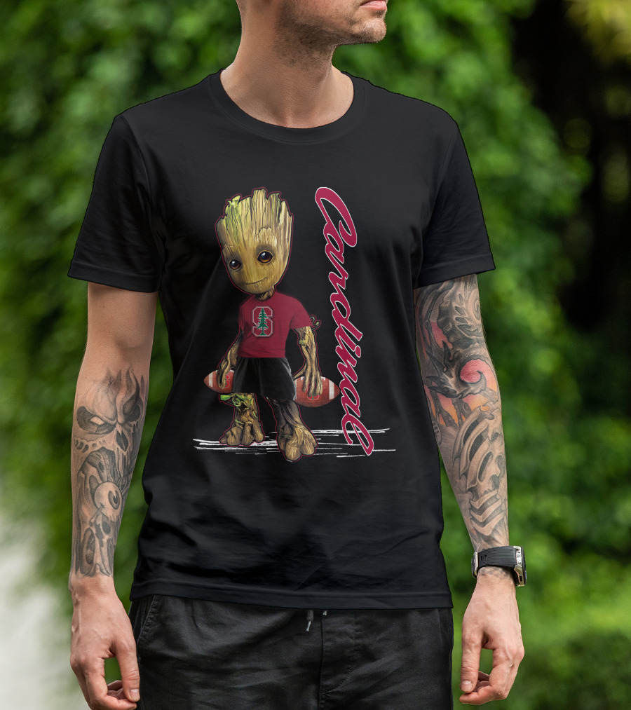 Groot Stanford Cardinal Football Character With Tree Logo And Cardinal Text T-Shirt