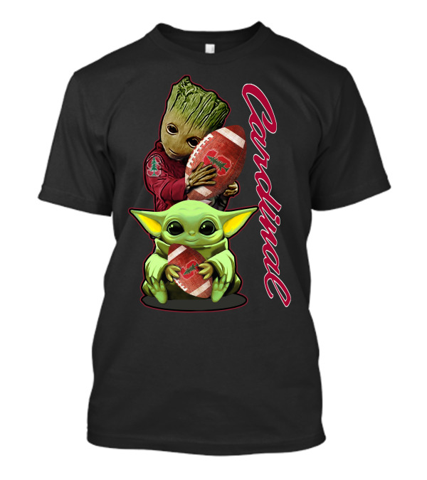 Grzd Stanford Cardinal Groot Baby Yoda Football T-Shirt