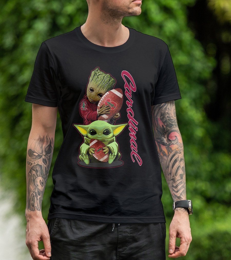 Grzd Stanford Cardinal Groot Baby Yoda Football T-Shirt