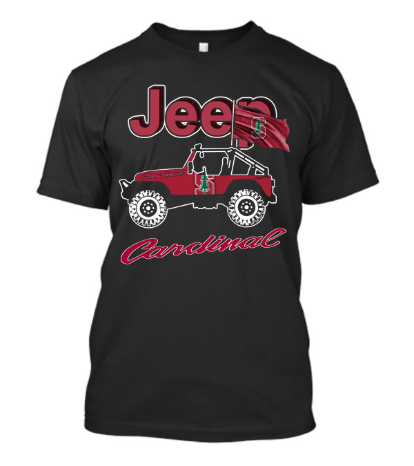 Jeep Stanford Cardinal With Redwood Tree Logo Flag T-Shirt