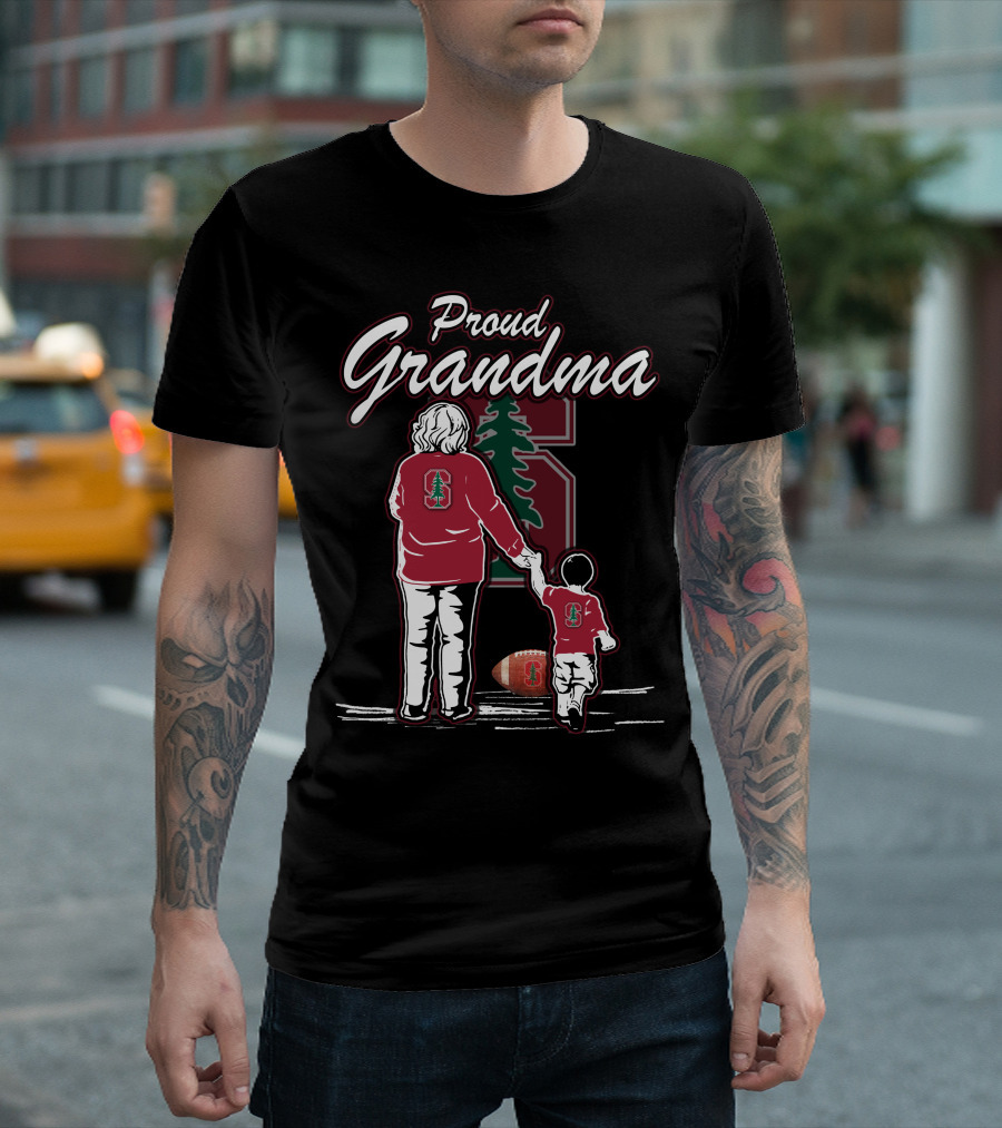 Proud Grandma Stanford Cardinal Football Fan with Logo and Tree T-Shirt