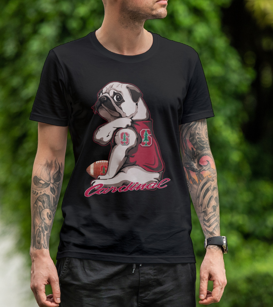 Pug Cardinal Stanford Football Tree T-Shirt
