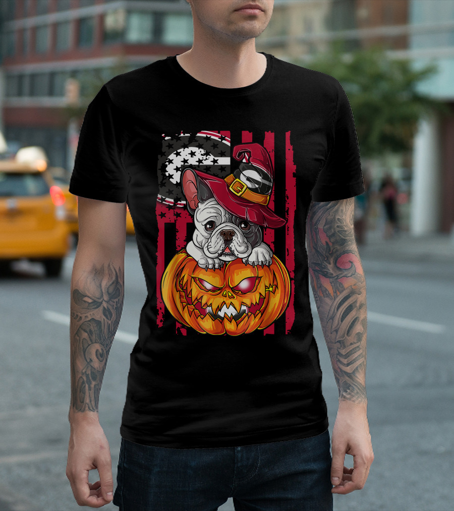 Hlw Bulldog Georgia Bulldogs Halloween Pumpkin and Witch Hat T-Shirt