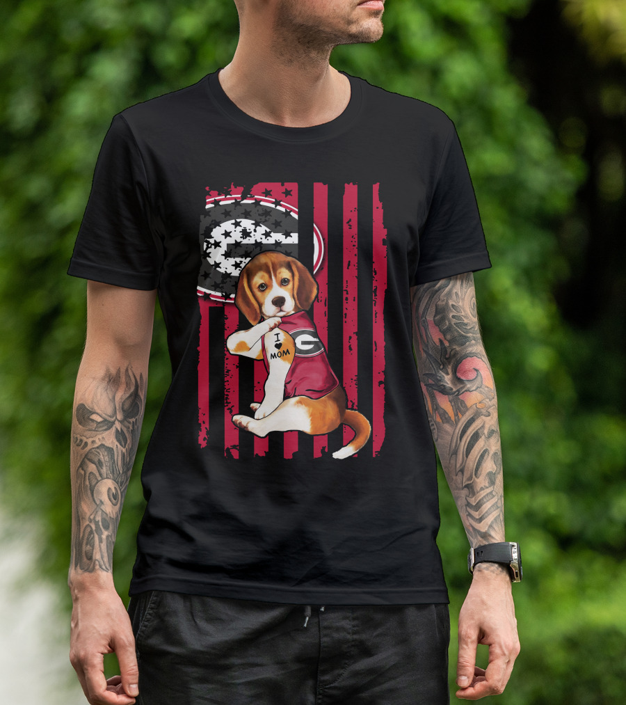 Beagle I Love Mom Georgia Bulldogs T-Shirt