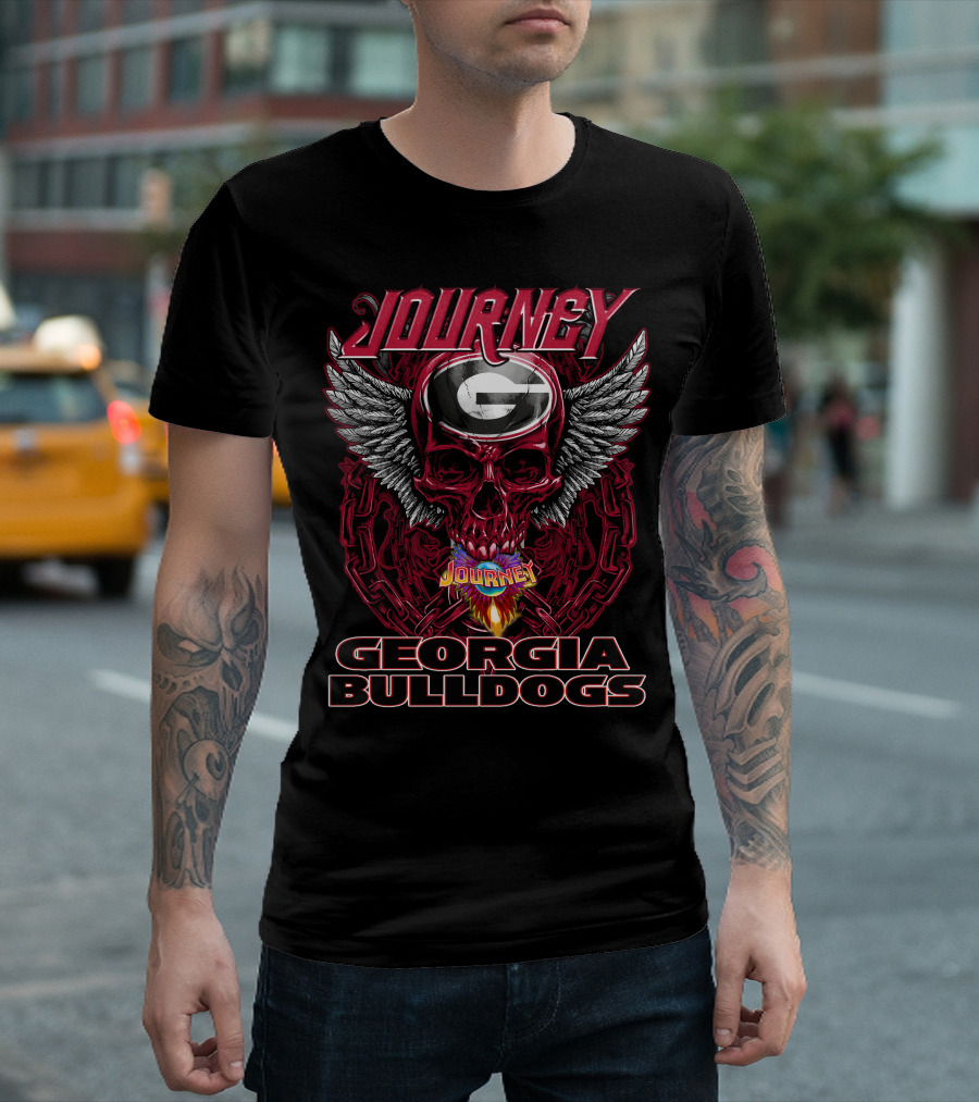 Journey Georgia Bulldogs Skull Wings T-Shirt