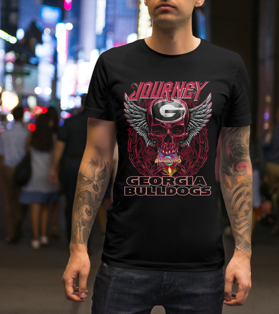 Journey Georgia Bulldogs Skull Wings T-Shirt