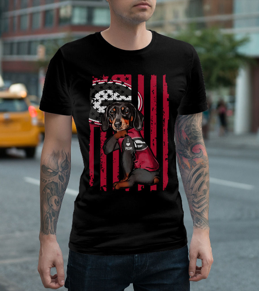 Dachshund Georgia Bulldogs I Love Mom T-Shirt