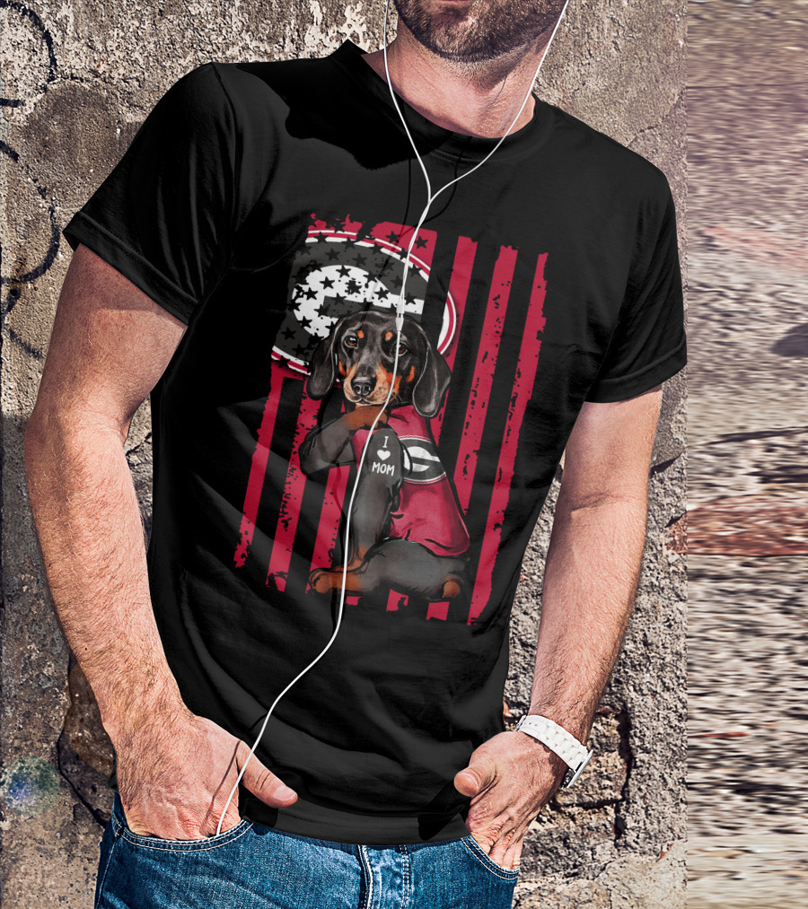 Dachshund Georgia Bulldogs I Love Mom T-Shirt