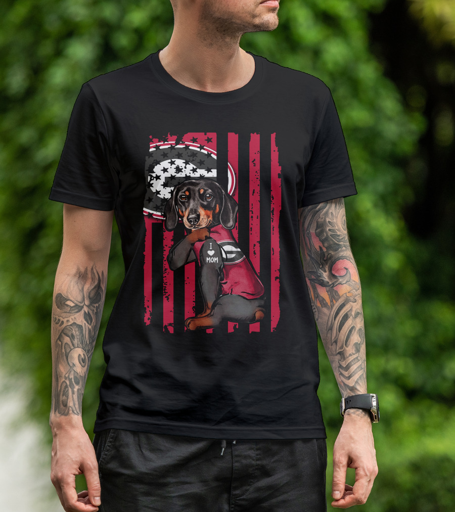 Dachshund Georgia Bulldogs I Love Mom T-Shirt
