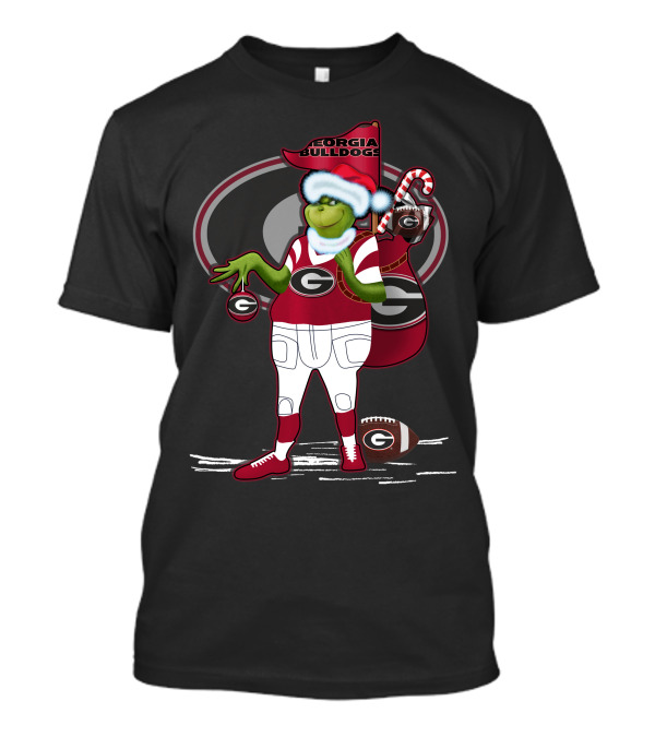 Grinchxmas Georgia Bulldogs Football Santa Sack Candy Cane T-Shirt