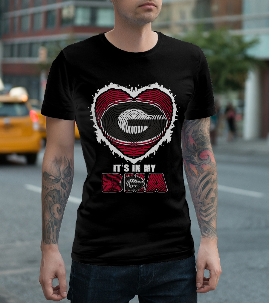 It's in My DNA Georgia Bulldogs Heart Fingerprint T-Shirt