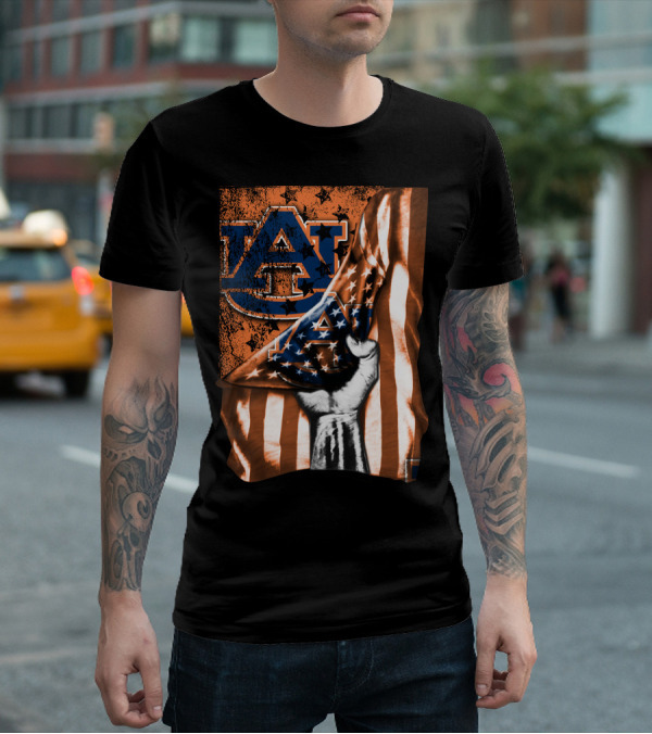 AU Logo Auburn Tigers American Flag T-Shirt