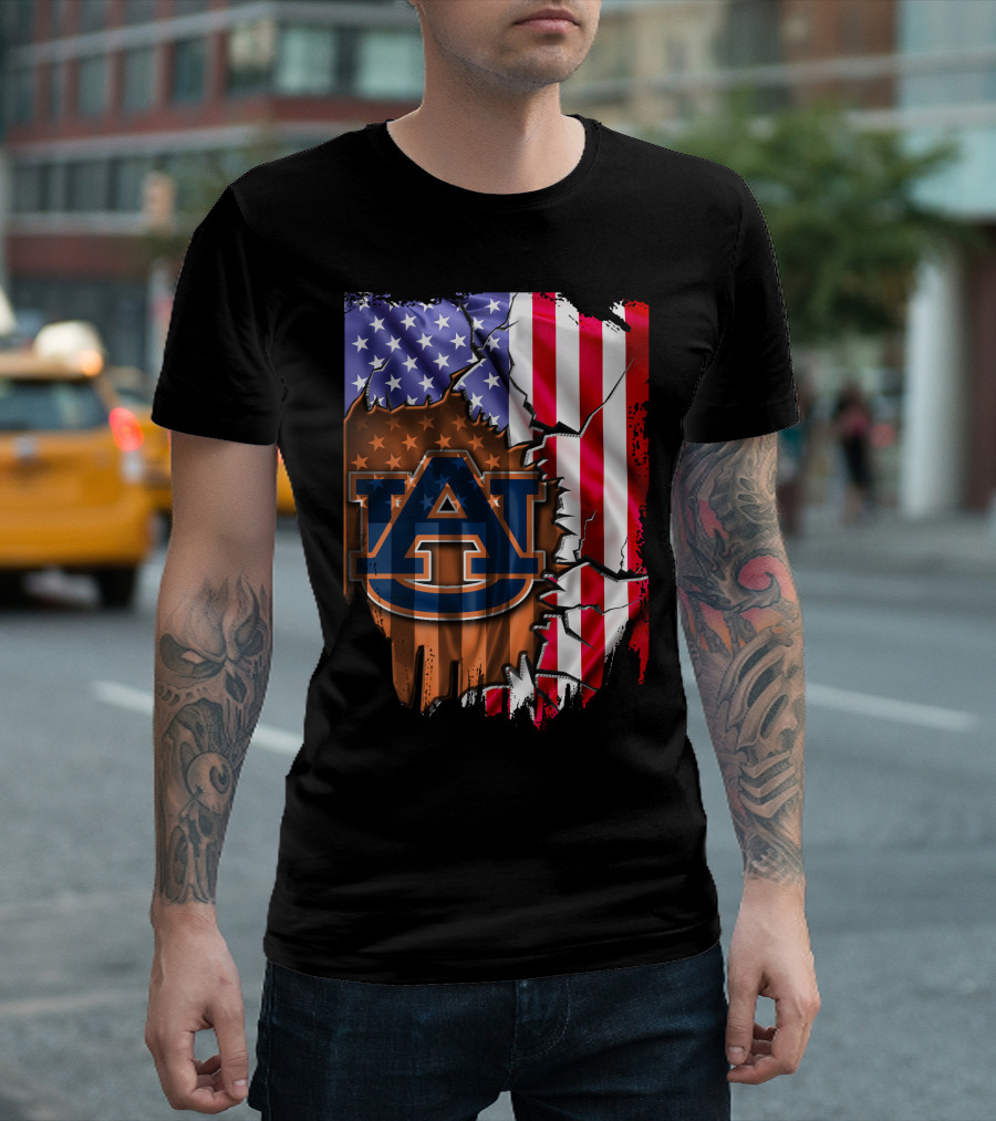 Auburn Tigers American Flag Rip T-Shirt