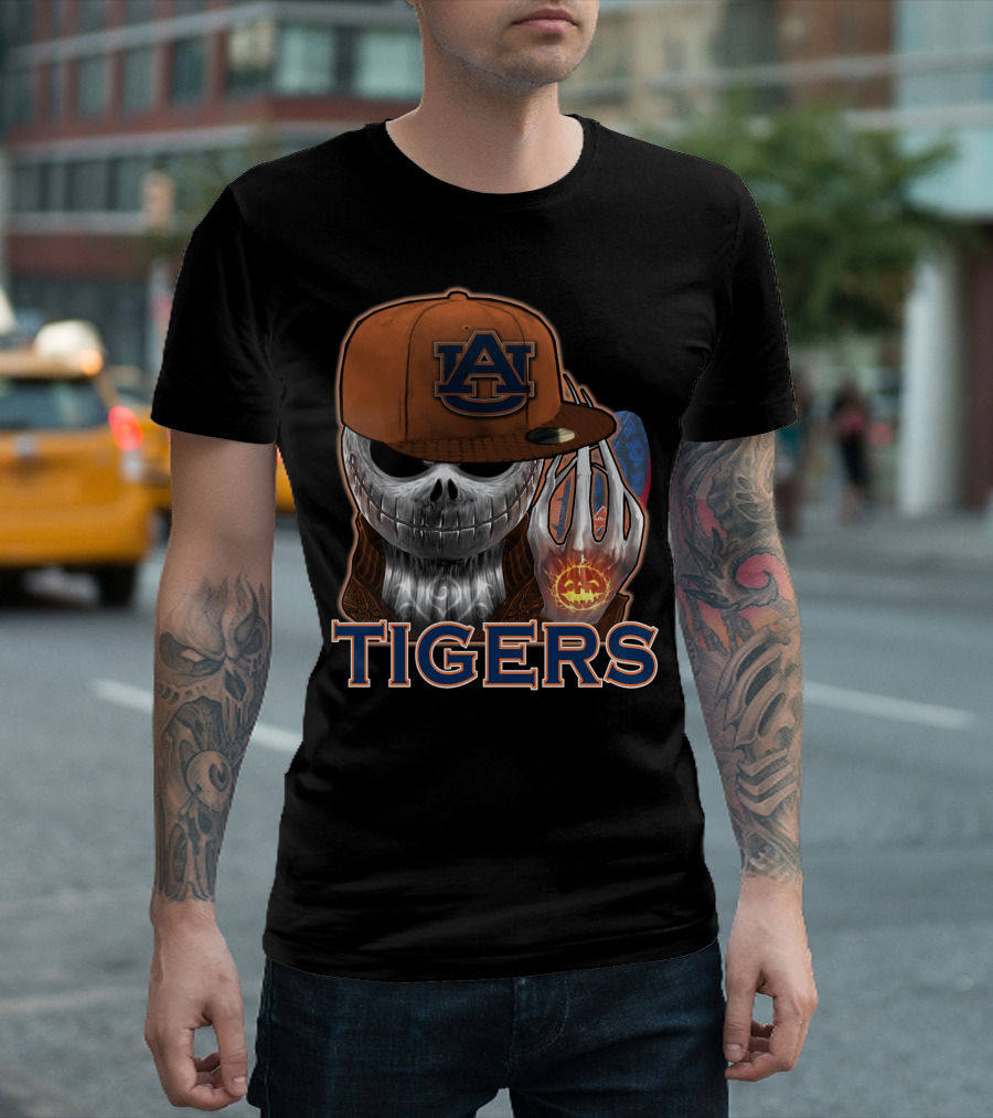 Jackskull Auburn Tigers Halloween Pumpkin T-Shirt