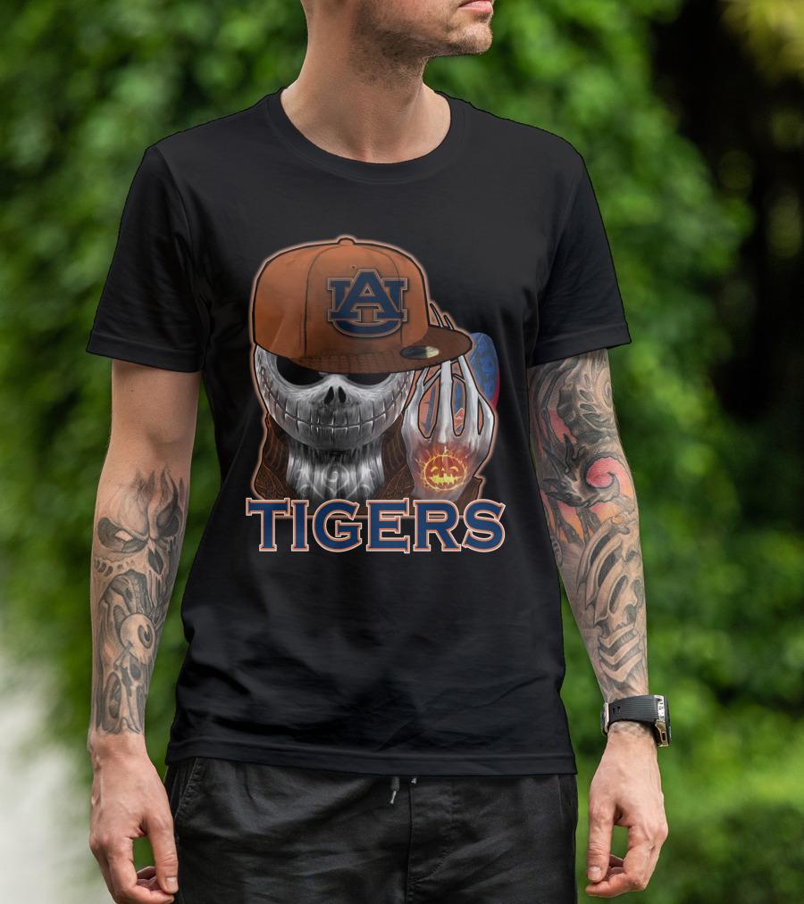 Jackskull Auburn Tigers Halloween Pumpkin T-Shirt