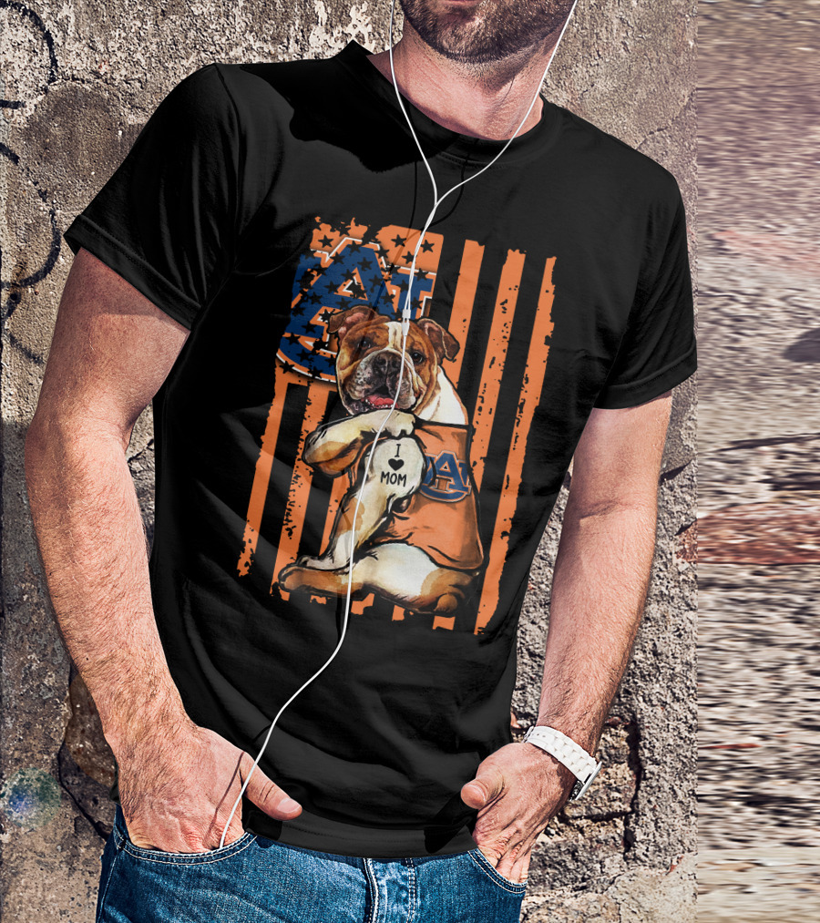 Bulldog Auburn Tigers I Love Mom T-Shirt