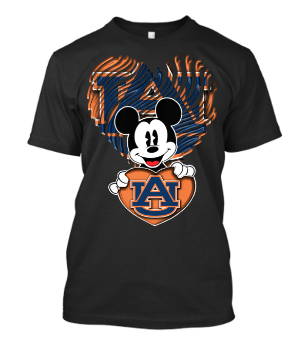 Mickey Mouse Auburn Tigers Heart With Auburn University T-Shirt