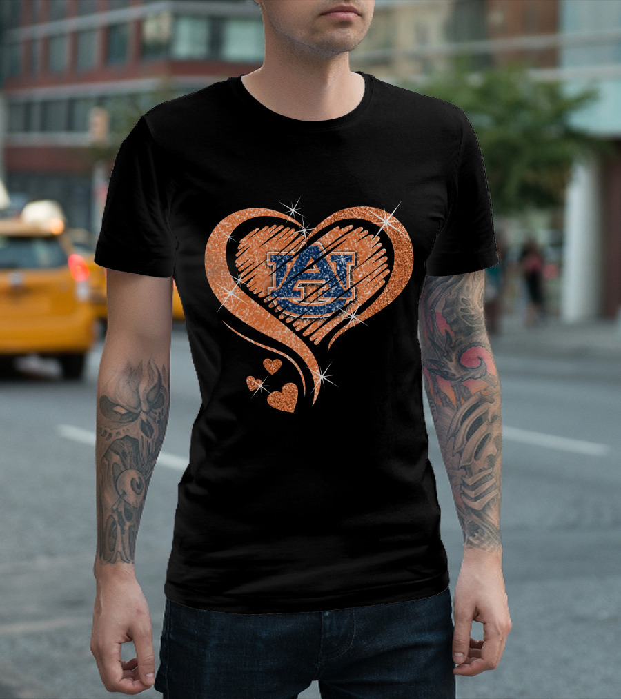 Auburn Tigers Glitter Heart T-Shirt