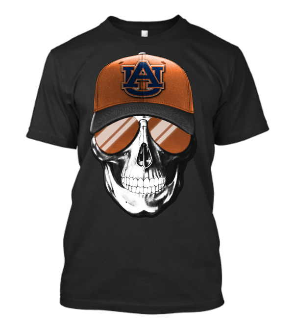 Auburn Tigers Skull With Cap And Sunglasses T-Shirt