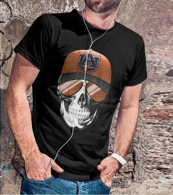 Auburn Tigers Skull With Cap And Sunglasses T-Shirt