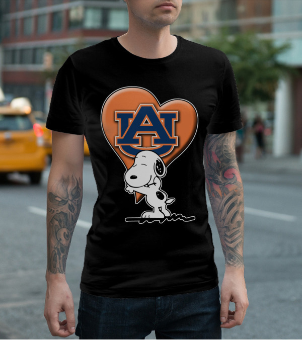 Snoopy Auburn Tigers Heart Fan T-Shirt