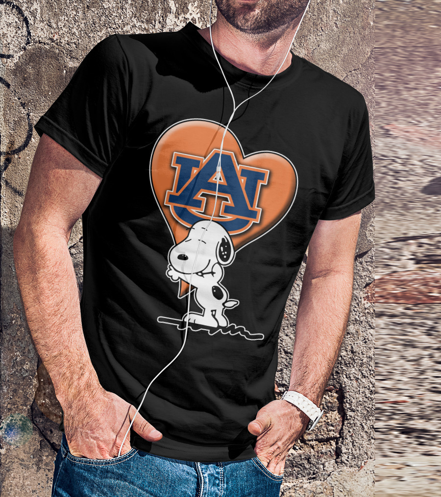 Snoopy Auburn Tigers Heart Fan T-Shirt