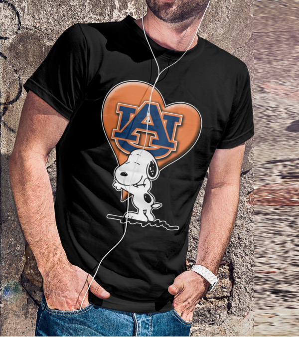 Snoopy Auburn Tigers Heart Fan T-Shirt