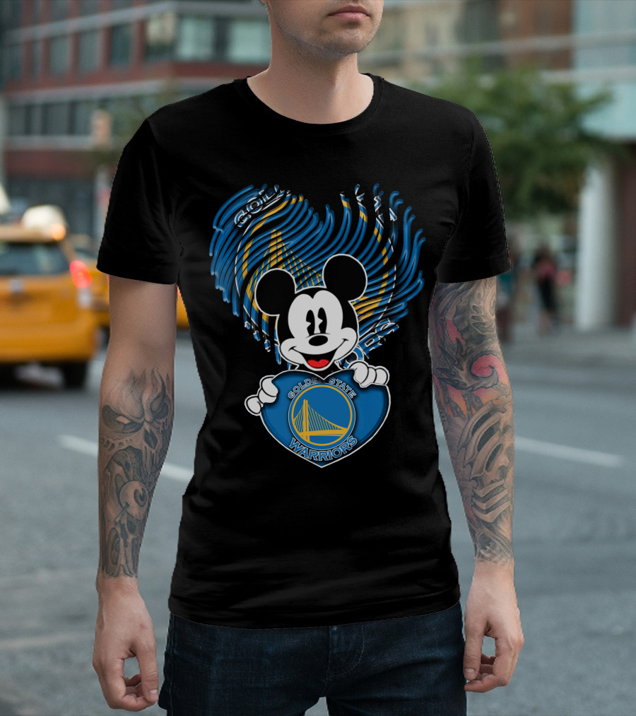 Mickey Mouse Golden State Warriors Heart T-Shirt