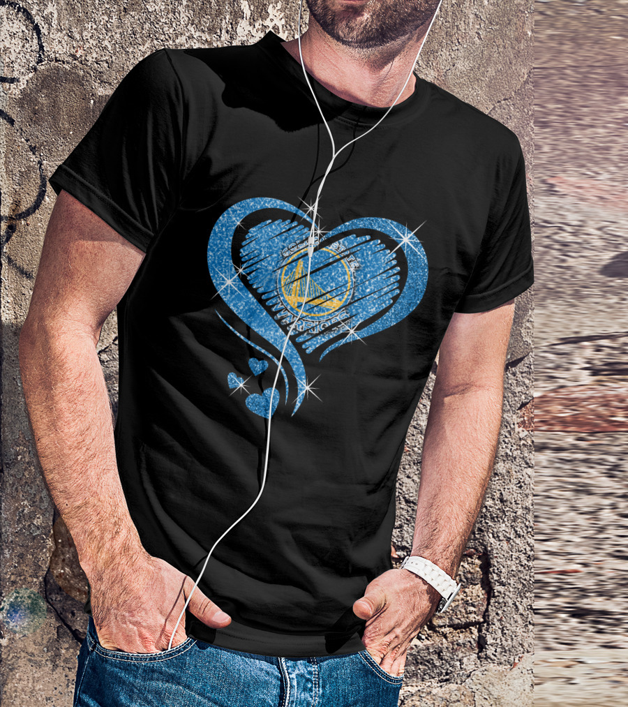 Golden State Warriors Heart Diamond Sparkle T-Shirt