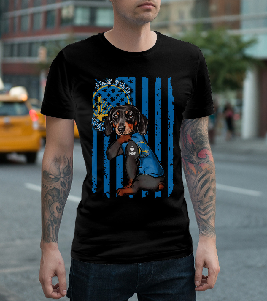 Golden State Warriors Dachshund I Love Mom T-Shirt