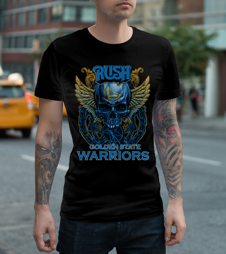 Rush Golden State Warriors Skull Wings Shield T-Shirt
