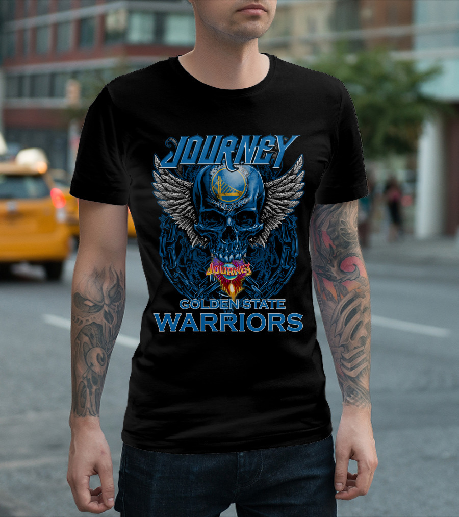 Journey Golden State Warriors Skull Wings Chain T-Shirt