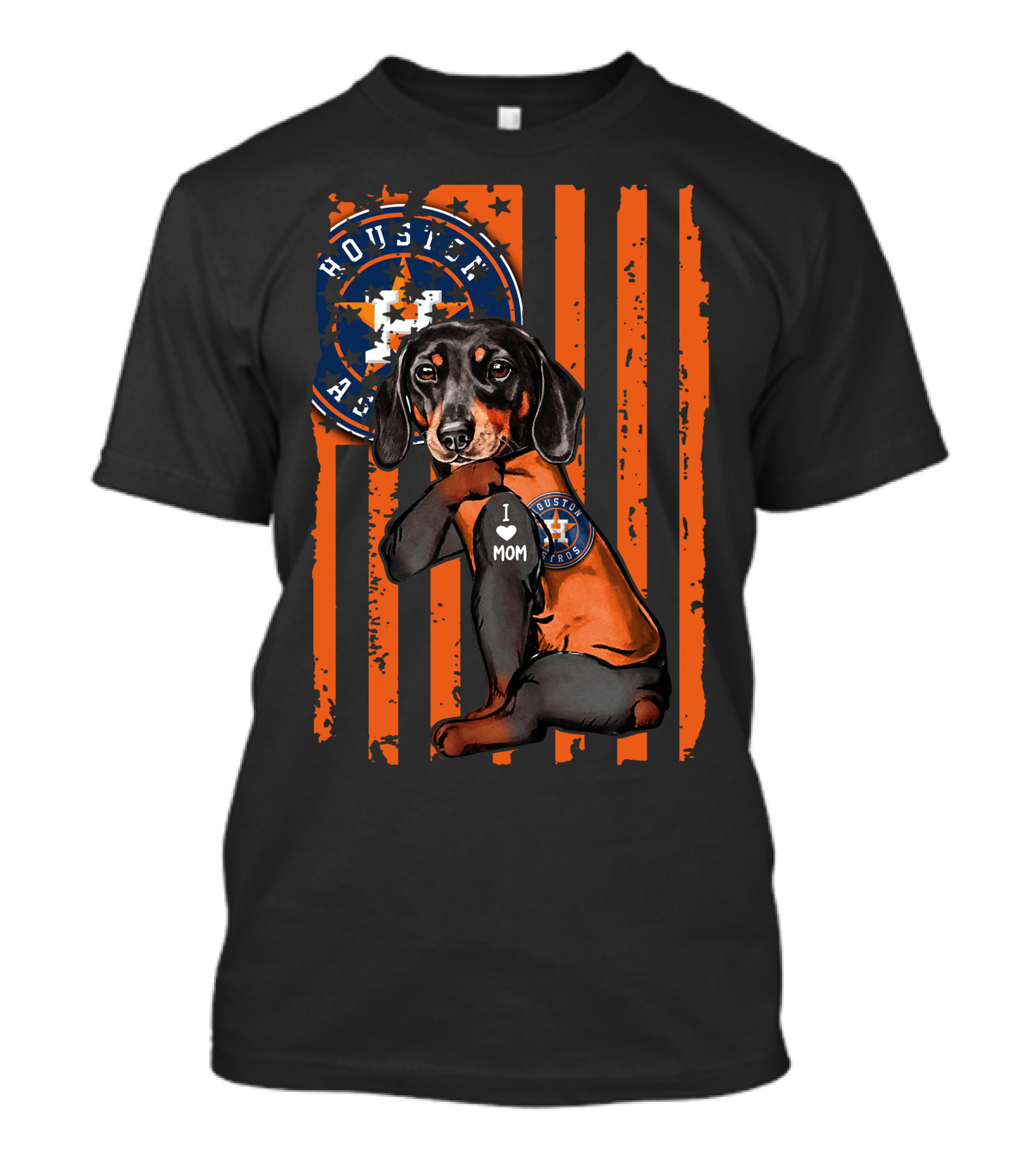 Houston Astros I Love Mom Dachshund T-Shirt